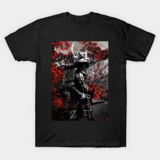 Samurai Red Flowers T-Shirt